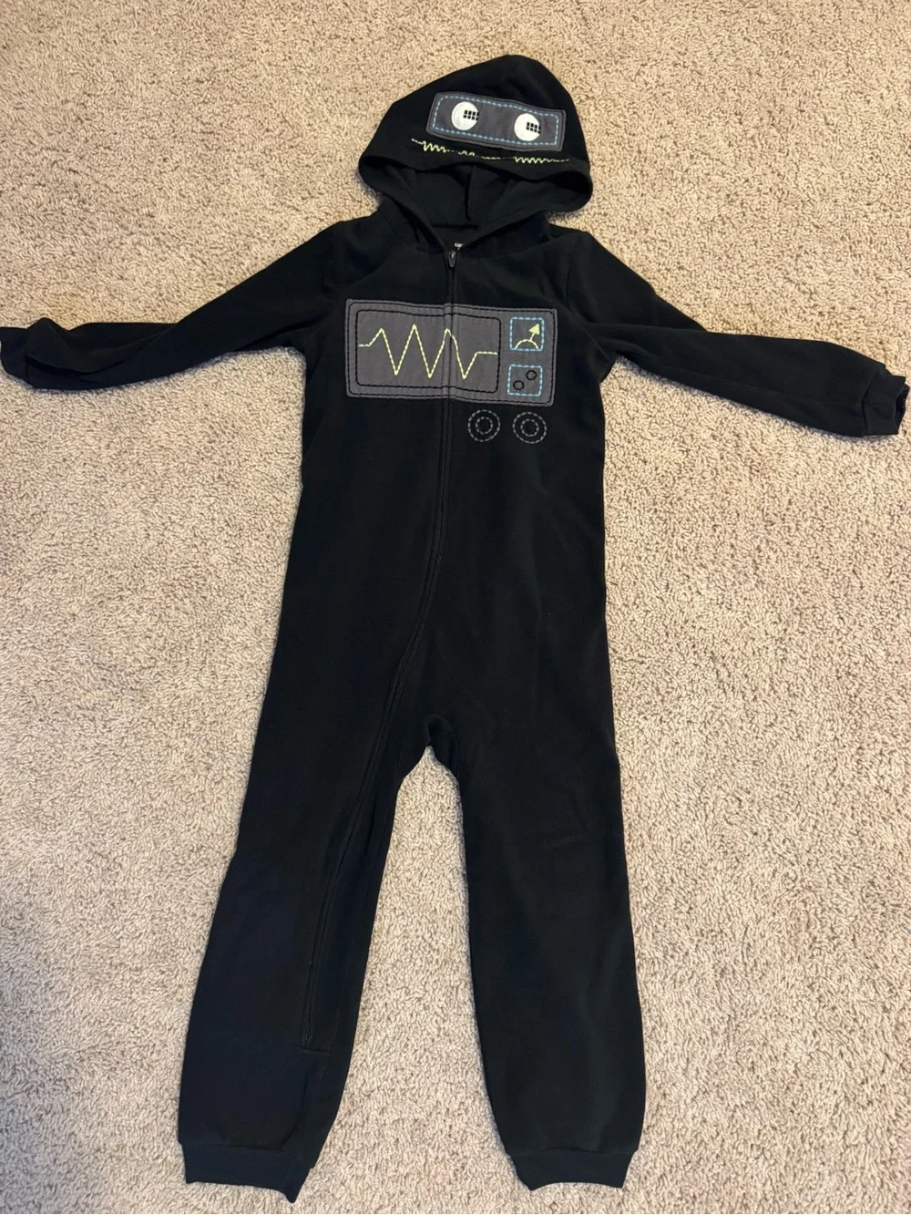 Carter's Black Robot Hooded Footed One-Piece Pajamas